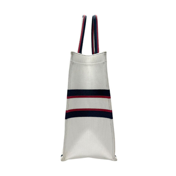 CHRISTIAN DIOR Alps Star Book Tote Nylon Canvas White x Navy Red z2930 - Picture 2 of 5